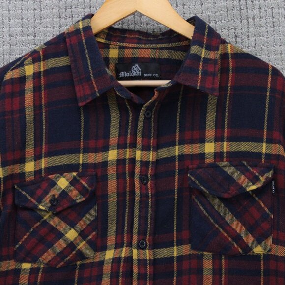 Molokai Flannel Shirt Mens 2XL Multicolor Plaid Button Down Soft Long Sleeve - Picture 6 of 9